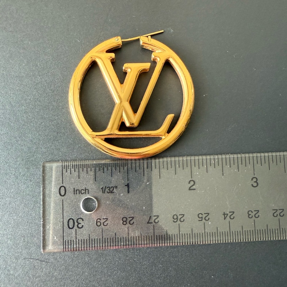 Authentic Louis Vuitton 2” Gold Earrings - Picture 5 of 11